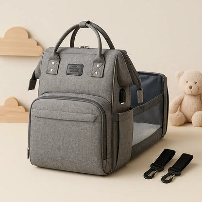 Baby Diaper Bag with USB & Sleeping Crib Baby Essentials-4