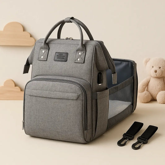 Baby Diaper Bag with USB & Sleeping Crib Baby Essentials-4