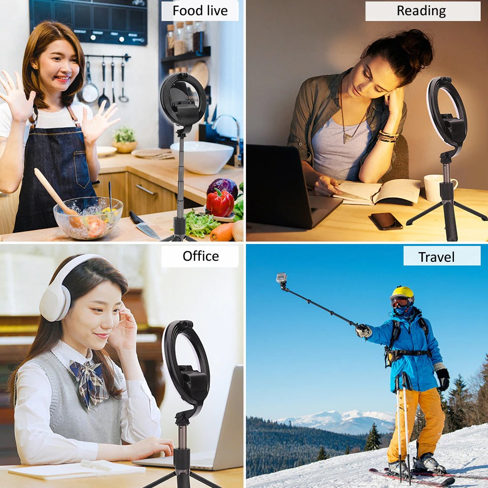 Portable 4-in-1 Selfie Stick with Tripod & LED Gadget-3