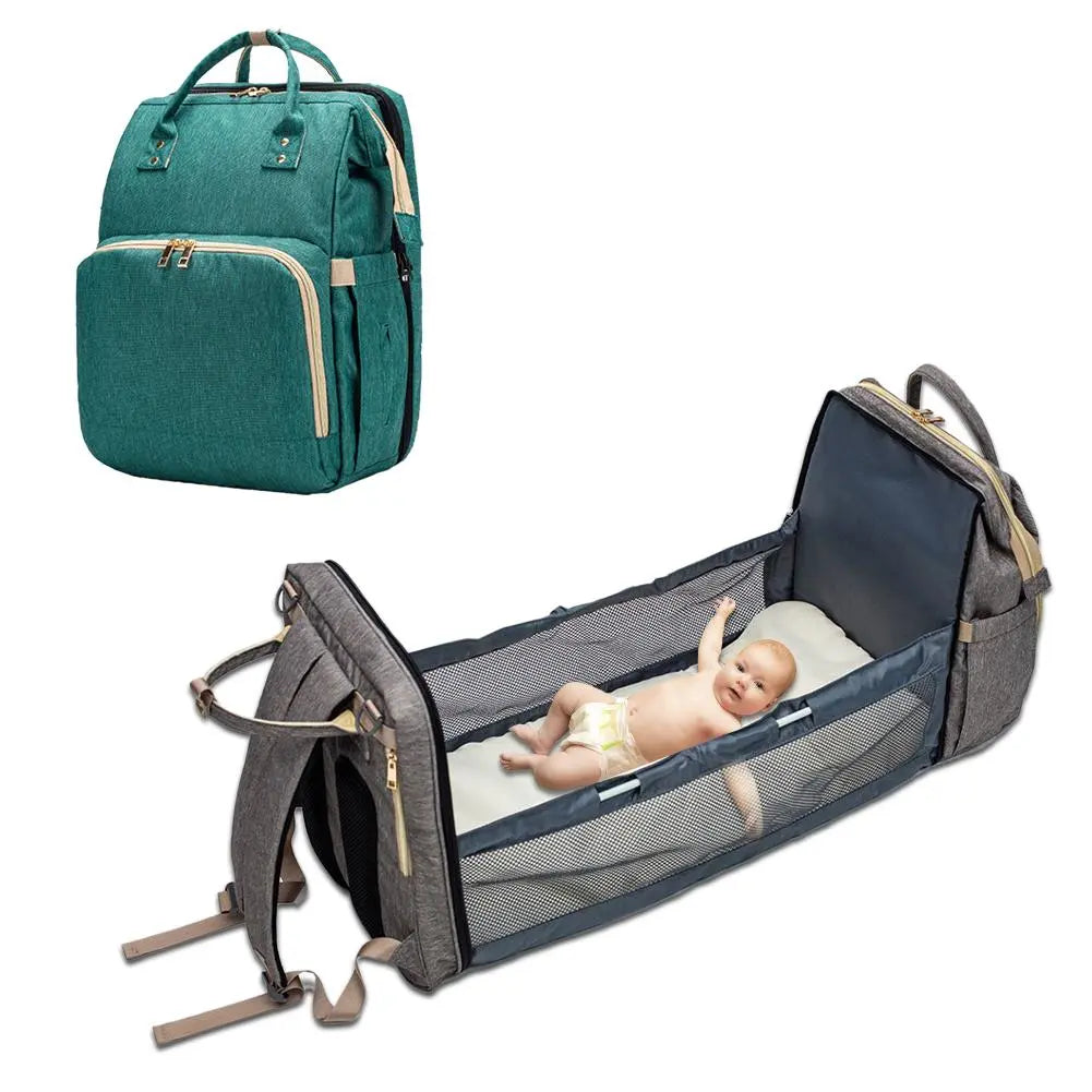 Baby Diaper Bag with USB & Sleeping Crib Baby Essentials-4