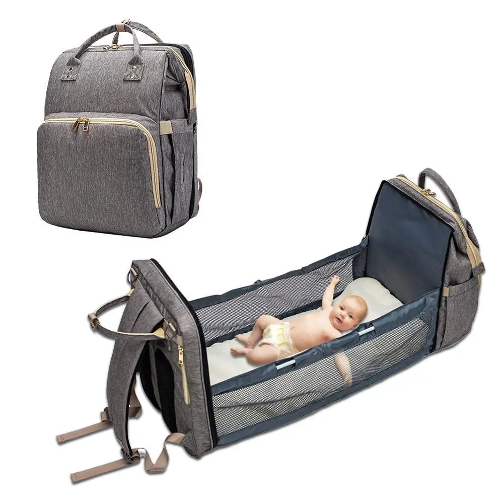 Baby Diaper Bag with USB & Sleeping Crib Baby Essentials-4