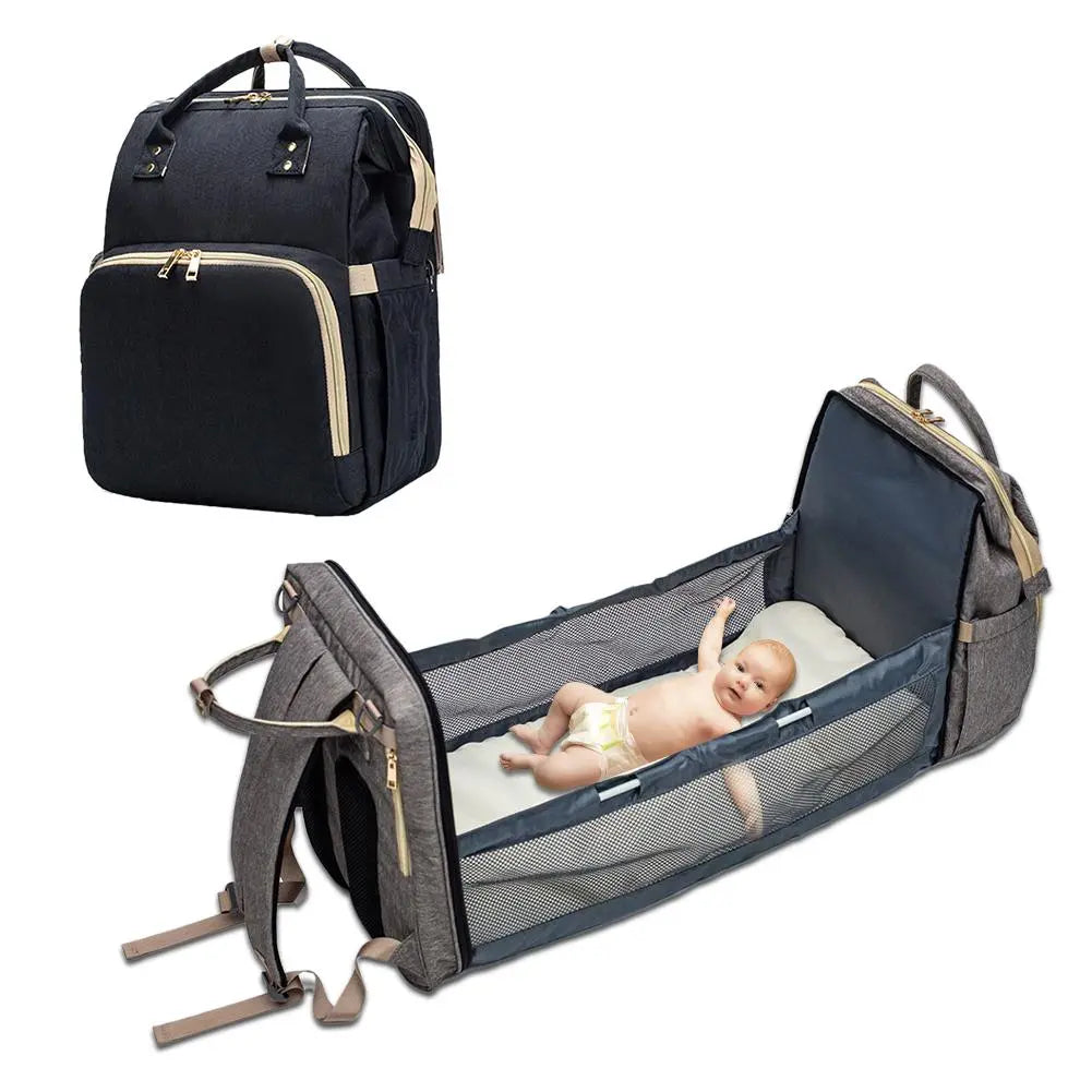 Baby Diaper Bag with USB & Sleeping Crib Baby Essentials-4