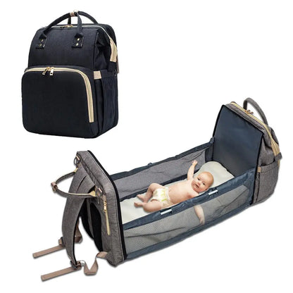 Baby Diaper Bag with USB & Sleeping Crib Baby Essentials-4